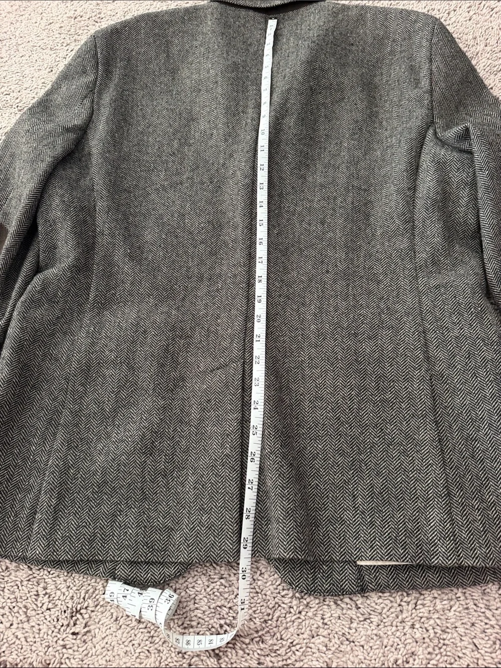 Zara Men's Gray Herringbone Sport Coat with Brown Elbow Patches